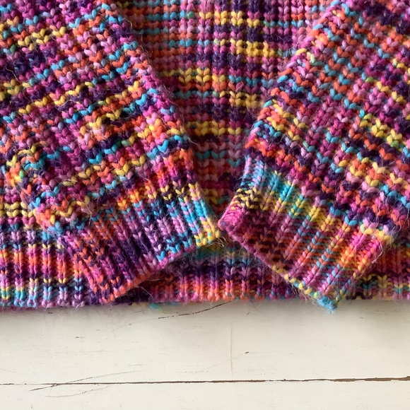 Michelle Mae Colorful Chunky Cropped Knit cardigan sweater XL - Picture 7 of 8